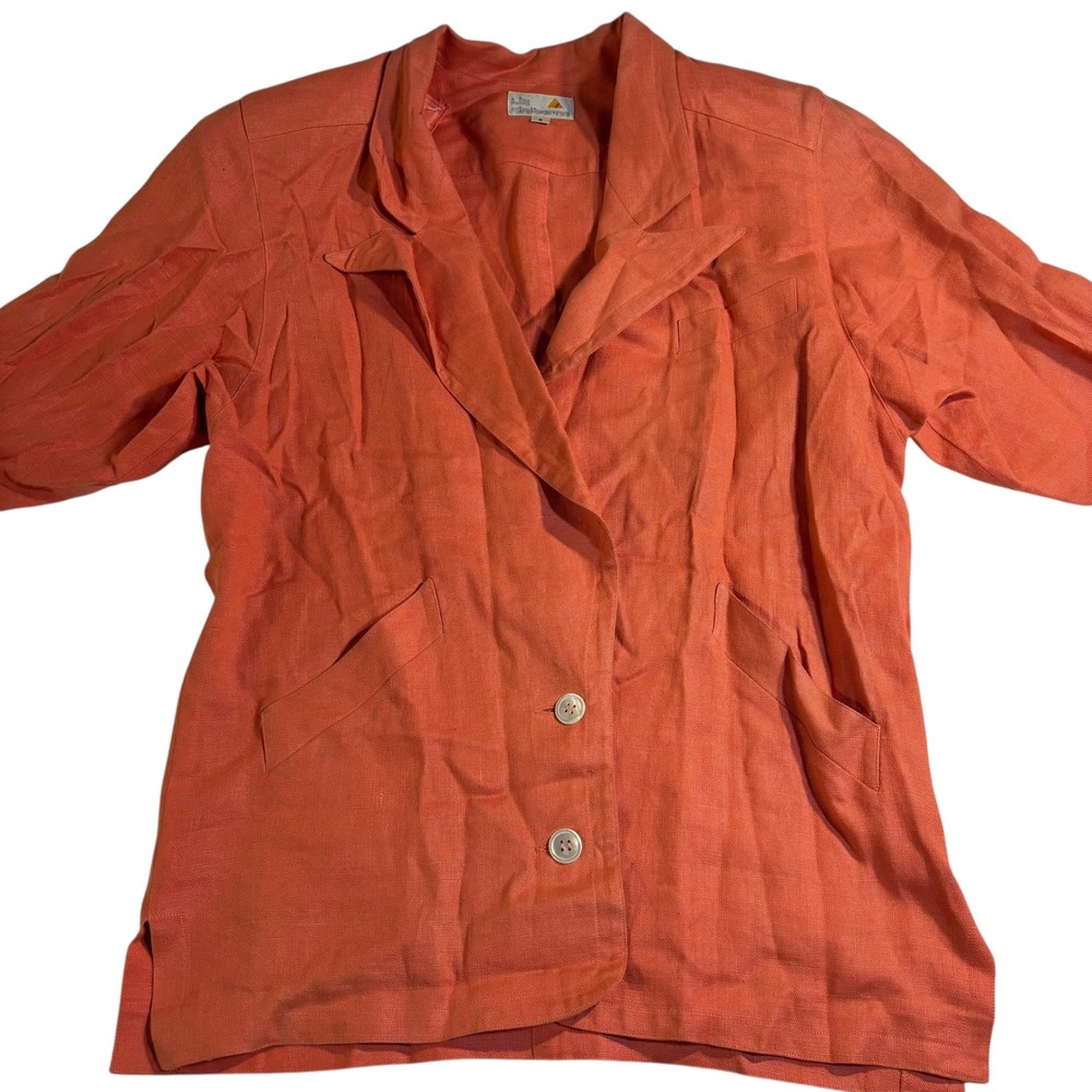 Liz Claiborne Linen Blazer Coral‎ Two Button Front Pockets Size 8*